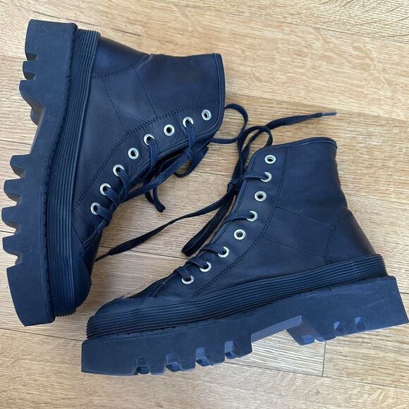 Proenza Schouler The City Combat Boots size EU 38 Black NEW Lug Sole Leather - Picture 4 of 10